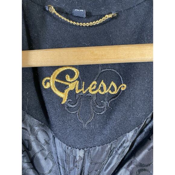 Guess Wool Overcoat Coat Jacket Size M Womens Black Babydoll Button Y2K Preppy - Picture 6 of 9